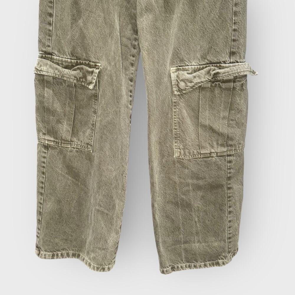 Zara Olive Green 0 Cargo Pants High Rise Wide Leg Y2K Baggy Avante Garde Street - Picture 7 of 8
